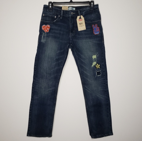 New & Rare! Levi's 511 Slim Patched 'Day Job' JeansMen's: 28 × 28